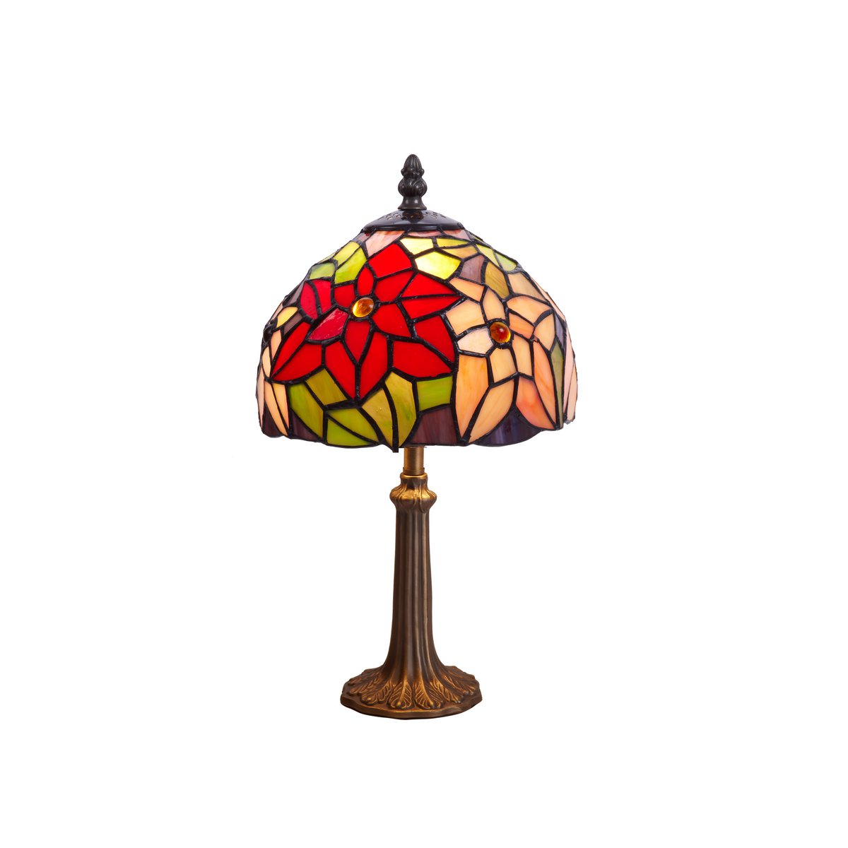 Tiffany asztali lámpa 30 cm – Güell, kék-piros