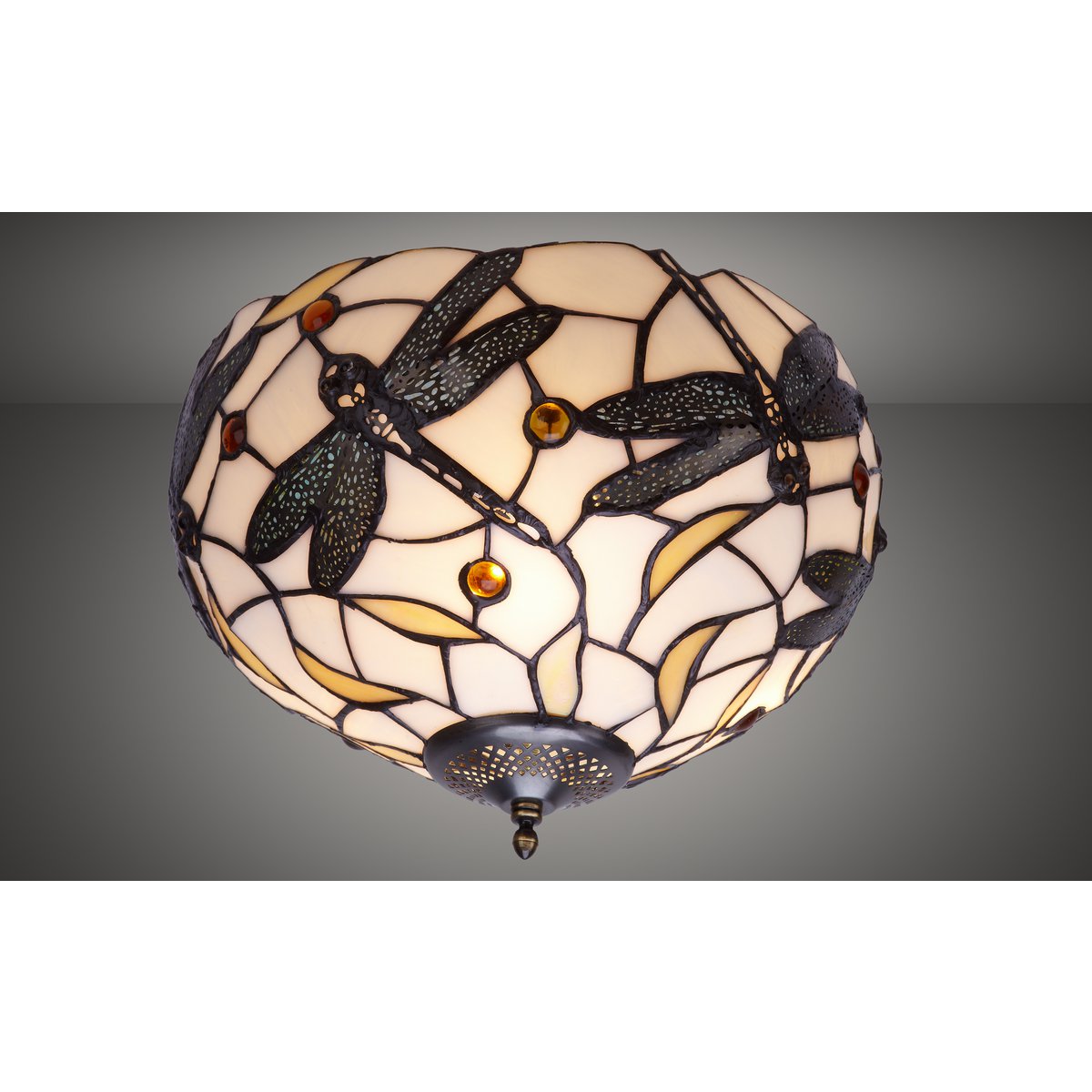 Tiffany mennyezeti lámpa 30 cm – Pedrera, fehér