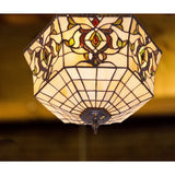Tiffany mennyezeti lámpa 40 cm – Hexa, elefántcsont-zöld