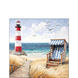 Nyári mintás papírszalvéta 25x25 cm 20 db-os világítótorony tengerpart
