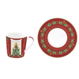 Karácsonyi porcelán eszpresszó kávés csésze + alj 100 ml 6 személyes díszdobozban Festive Avenue