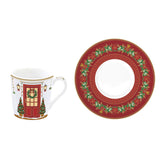Karácsonyi porcelán eszpresszó kávés csésze + alj 100 ml 6 személyes díszdobozban Festive Avenue