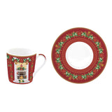 Karácsonyi porcelán eszpresszó kávés csésze + alj 100 ml 6 személyes díszdobozban Festive Avenue