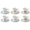 Spring Bloom húsvéti porcelán eszpresszó kávés csésze 6 személyes szett díszdobozban