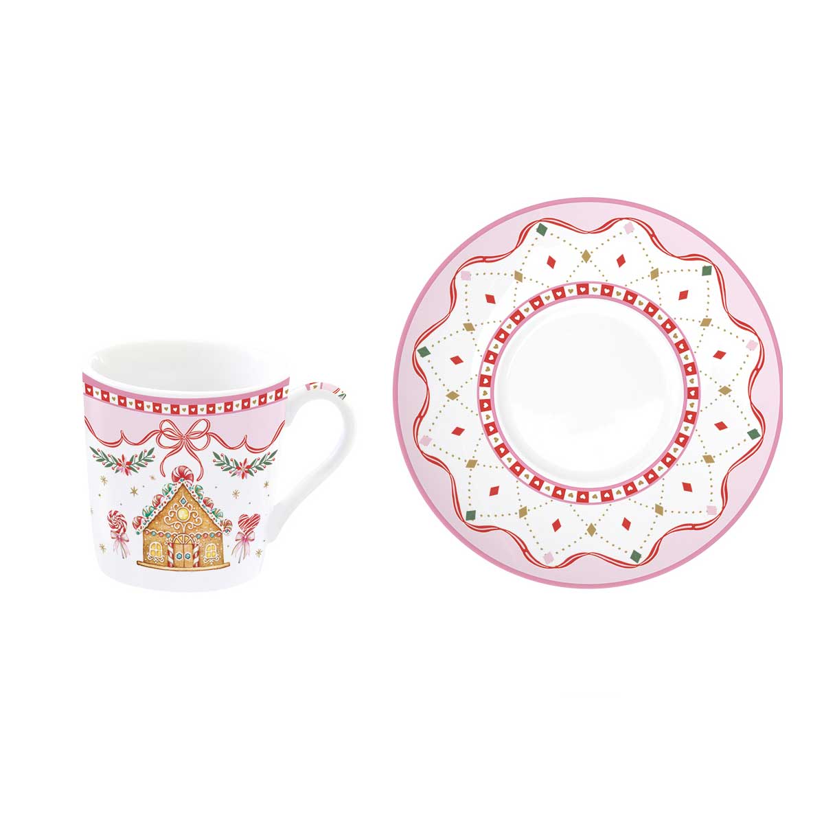 Karácsonyi Porcelán eszpresszó kávés csésze 6 személyes készlet díszdobozban Sweet Christmas