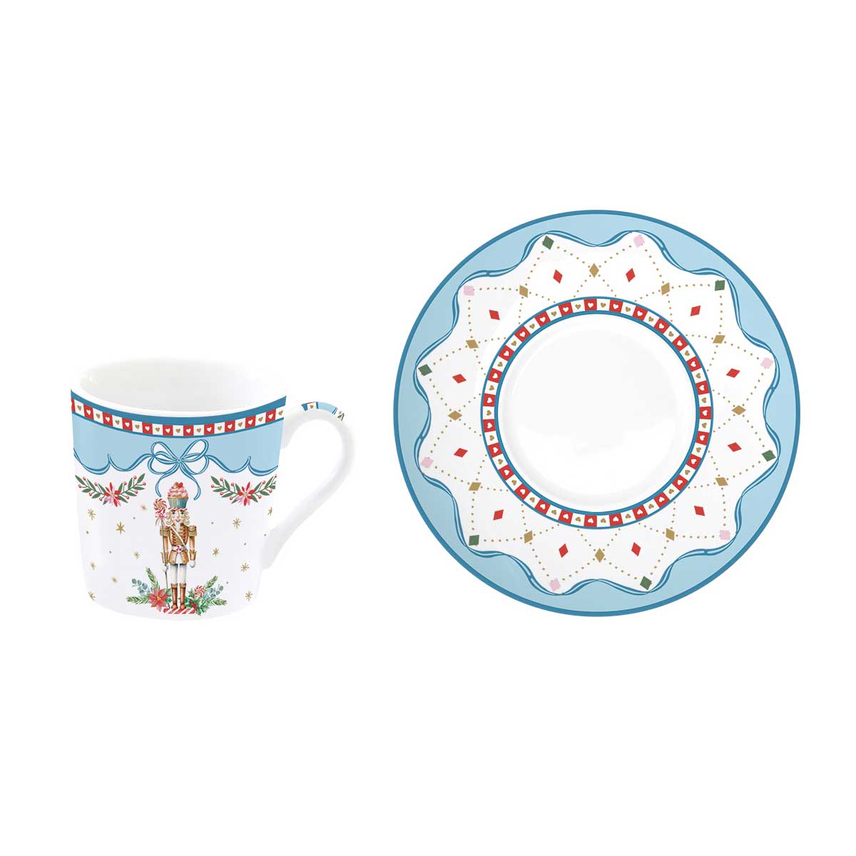 Karácsonyi Porcelán eszpresszó kávés csésze 6 személyes készlet díszdobozban Sweet Christmas