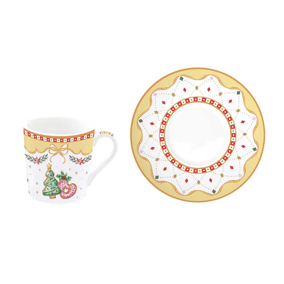 Karácsonyi Porcelán eszpresszó kávés csésze 6 személyes készlet díszdobozban Sweet Christmas