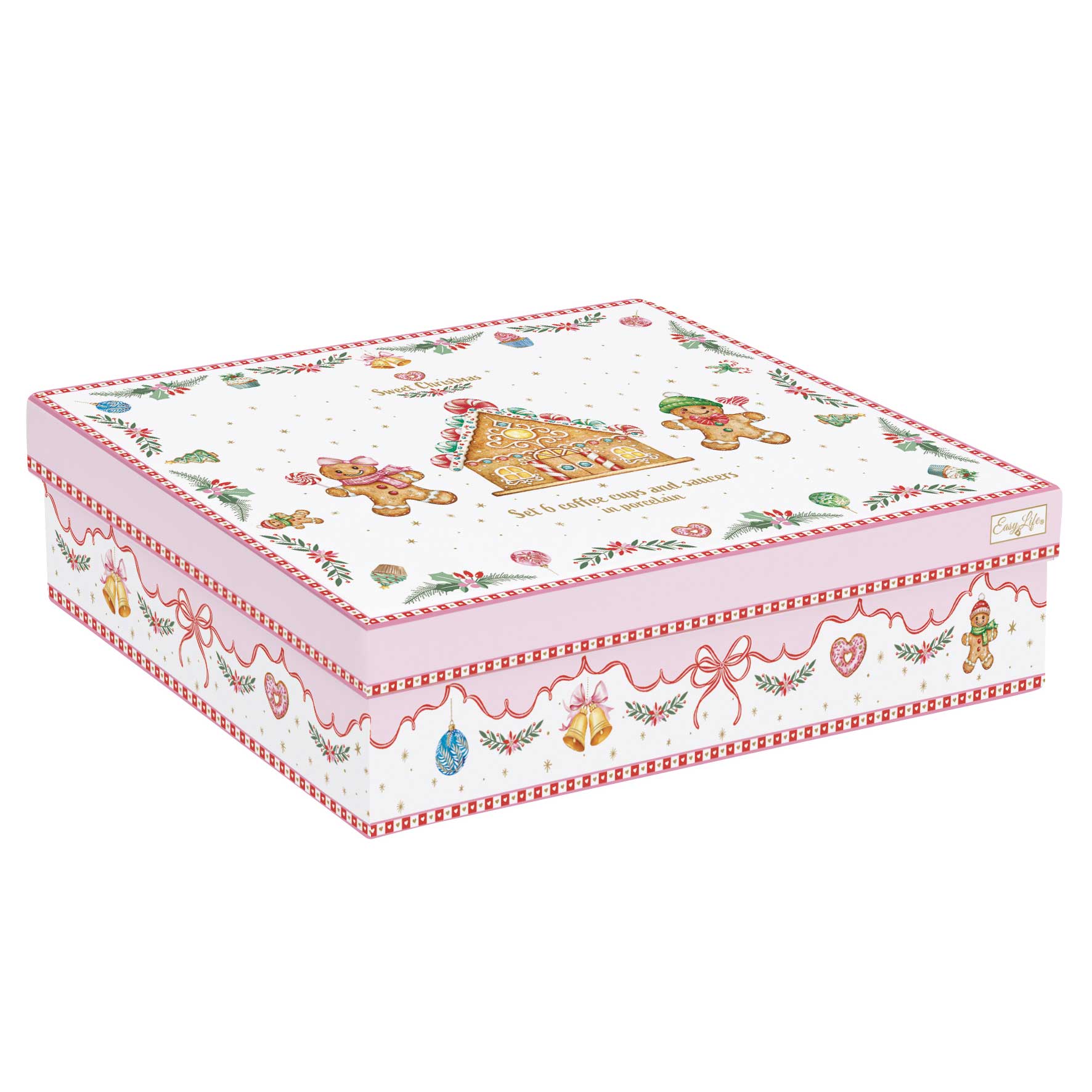 Karácsonyi Porcelán eszpresszó kávés csésze 6 személyes készlet díszdobozban Sweet Christmas