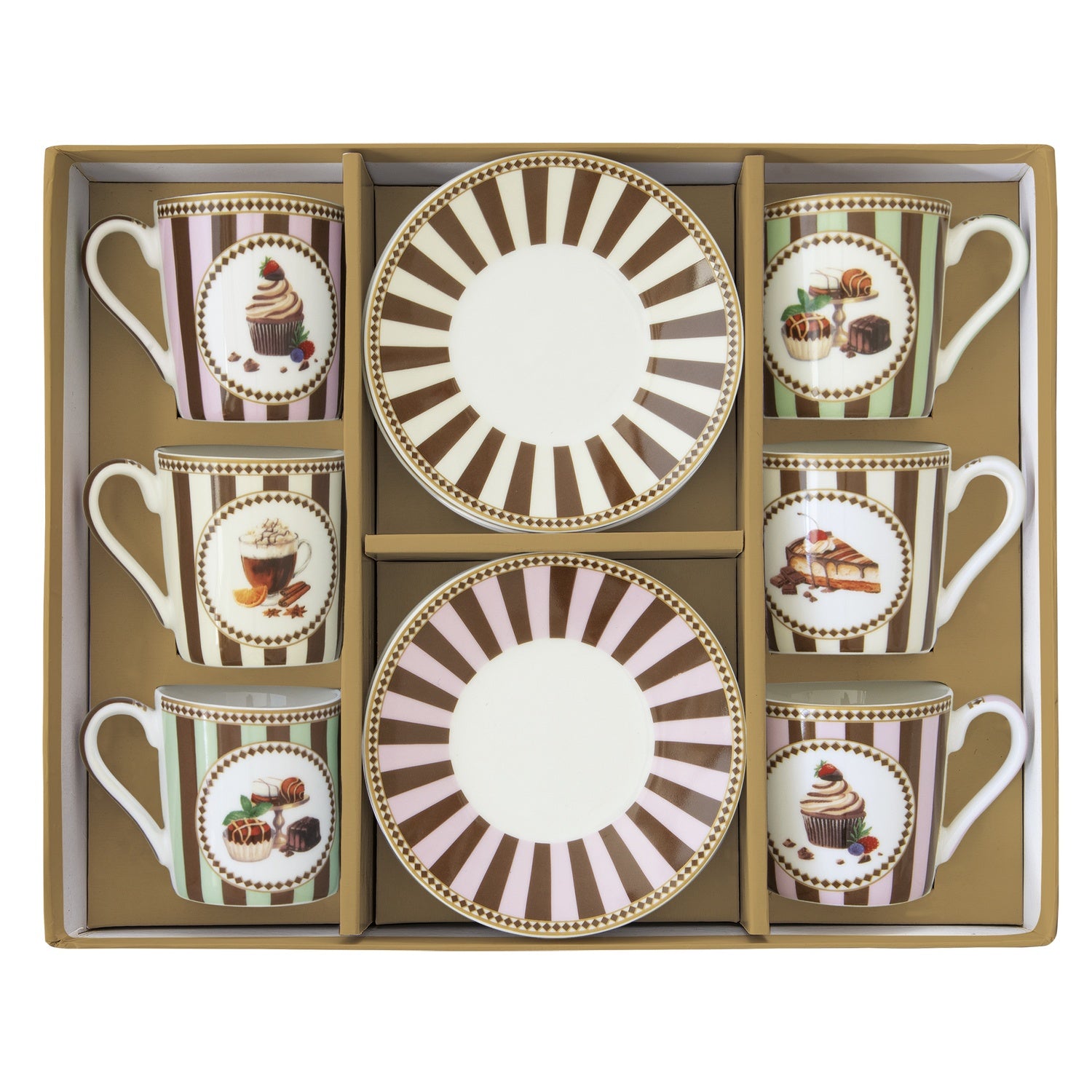 Porcelán eszpresszó kávés csésze 6 személyes szett díszdobozban Sweet Moments