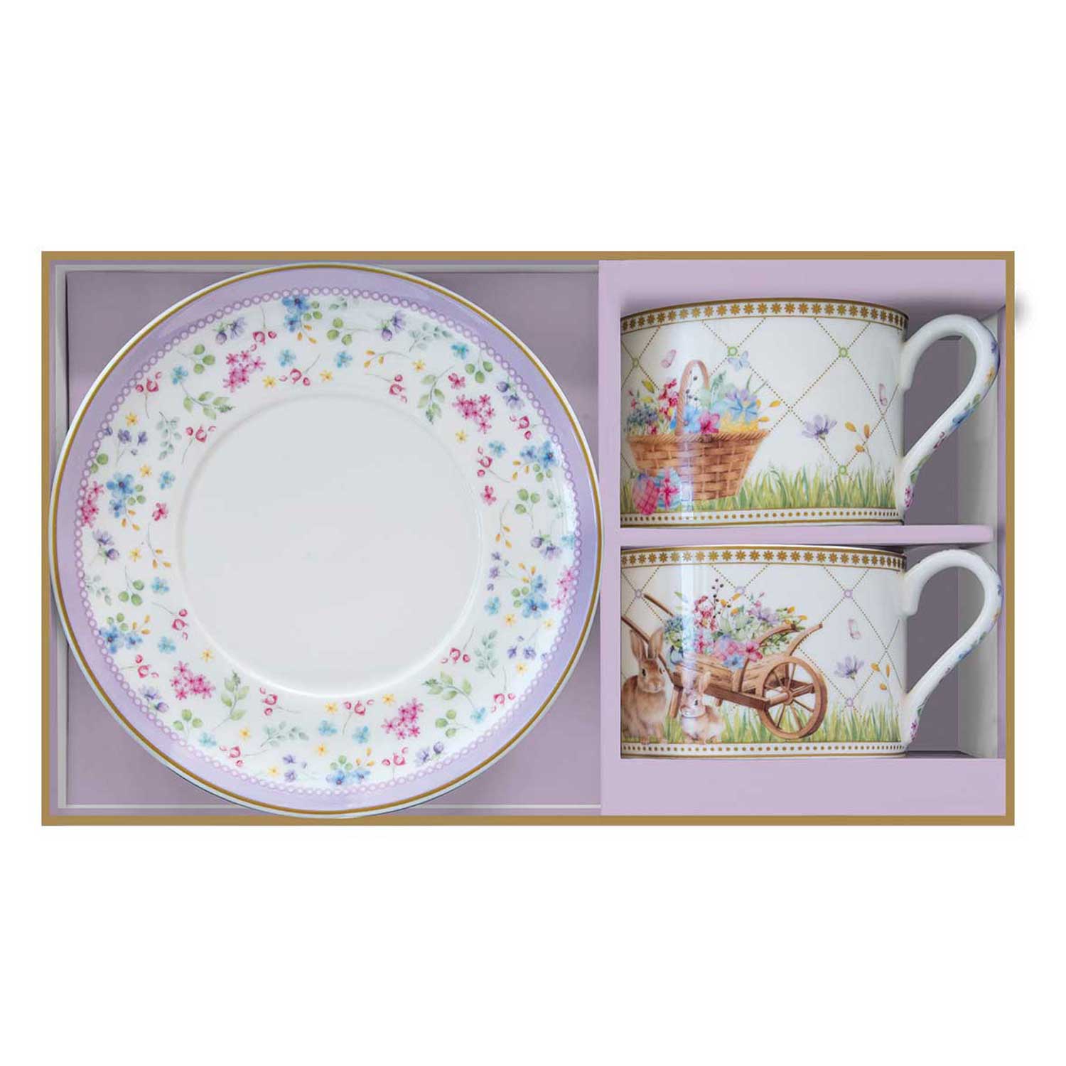 Spring Bloom húsvéti porcelán teás csésze 2 személyes szett díszdobozban
