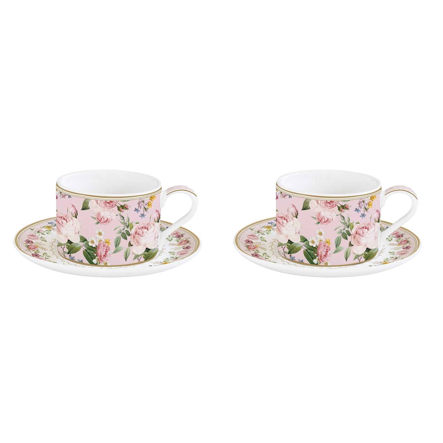 Porcelán csésze + alj 240 ml 2 személyes díszdobozban – Rózsa mintás Chant des Roses