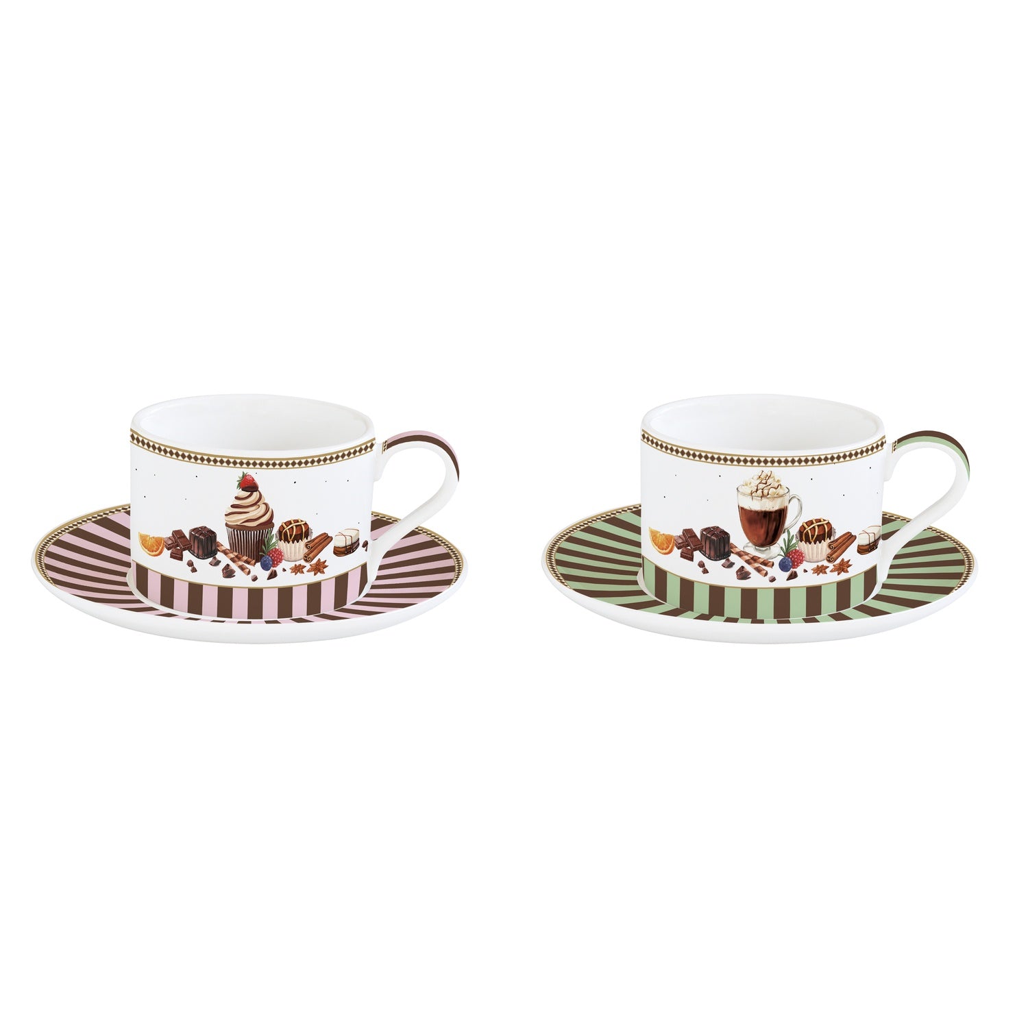 Porcelán csésze aljjal 240 ml 2 személyes díszdobozban Sweet Moments