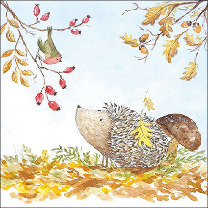 Őszi süni papírszalvéta háromrétegű 33x33 cm 20 db-os Forest friends