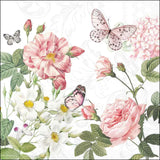 papírszalvéta 33x33 cm 20 db-os háromrétegű virágos-pillangós mintával Amelia White