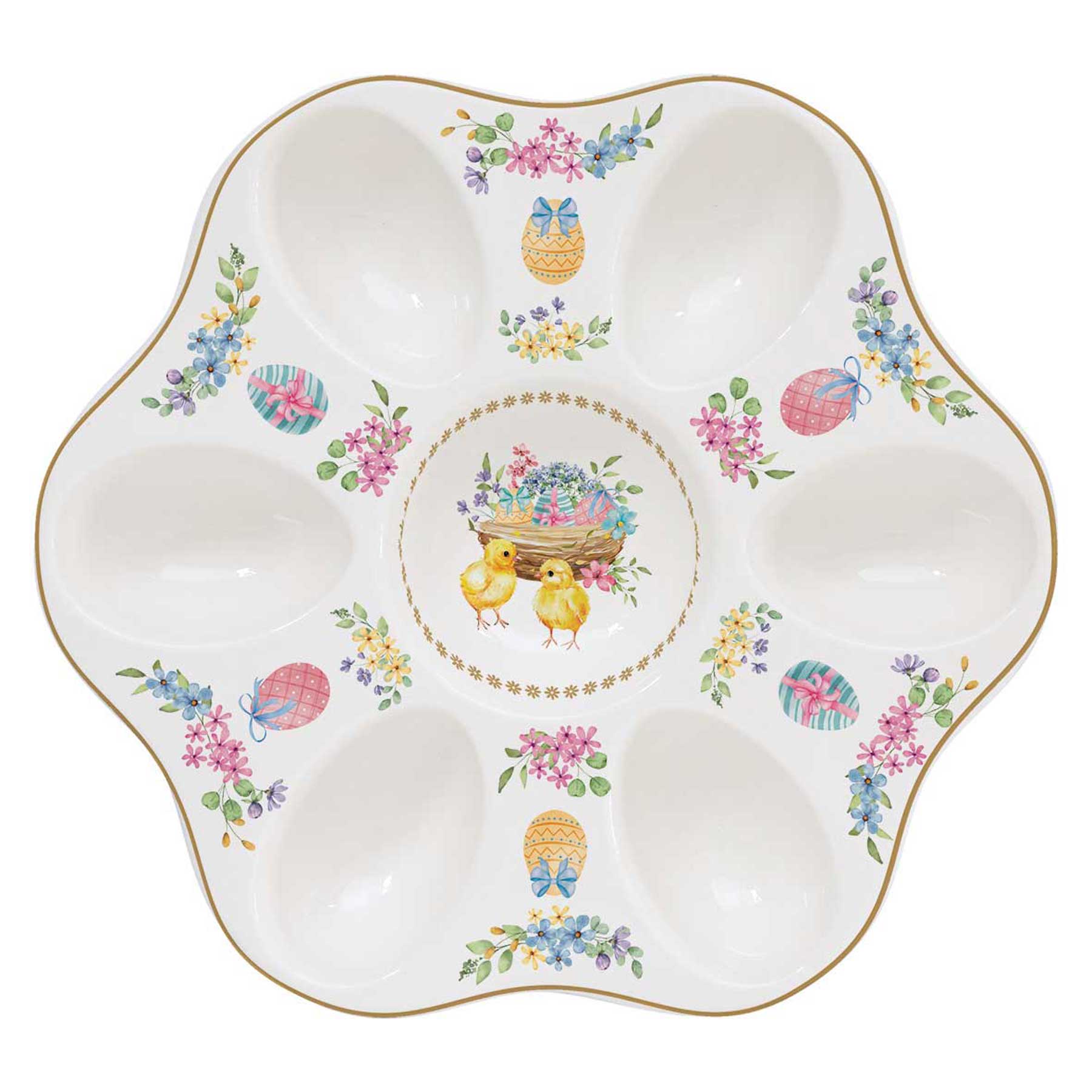 Spring Bloom húsvéti porcelán tojás kínáló tálca 21 cm díszdobozban