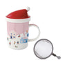 Karácsonyi Porcelán teás bögre 370 ml tetővel fém szűrővel díszdobozban Christmas Twist