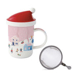 Karácsonyi Porcelán teás bögre 370 ml tetővel fém szűrővel díszdobozban Christmas Twist