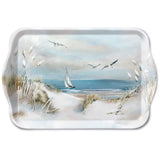 Nyári műanyag konyhai kis tálca 13x21 cm vitorlás és sirály mintával Sailing at sea