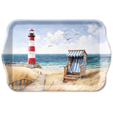 műanyag kis tálca 13x21 cm nyári mintás világítótorony tengerpart