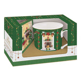 Karácsonyi porcelán bögre 300 ml parafa poháralátéttel díszdobozban Festive Avenue
