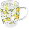 duplafalú borosilicate üveg bögre 0,35 L citrom mintás Fresh lemons white