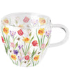 Virágos duplafalú borosilicate üveg csésze – tavaszi mező mintával
