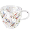 Tavaszi Virágos–madaras borosilicate üveg csésze Busy birds