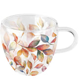 Őszi leveles duplafalú borosilicate üveg csésze 0,25L Colourful leaves