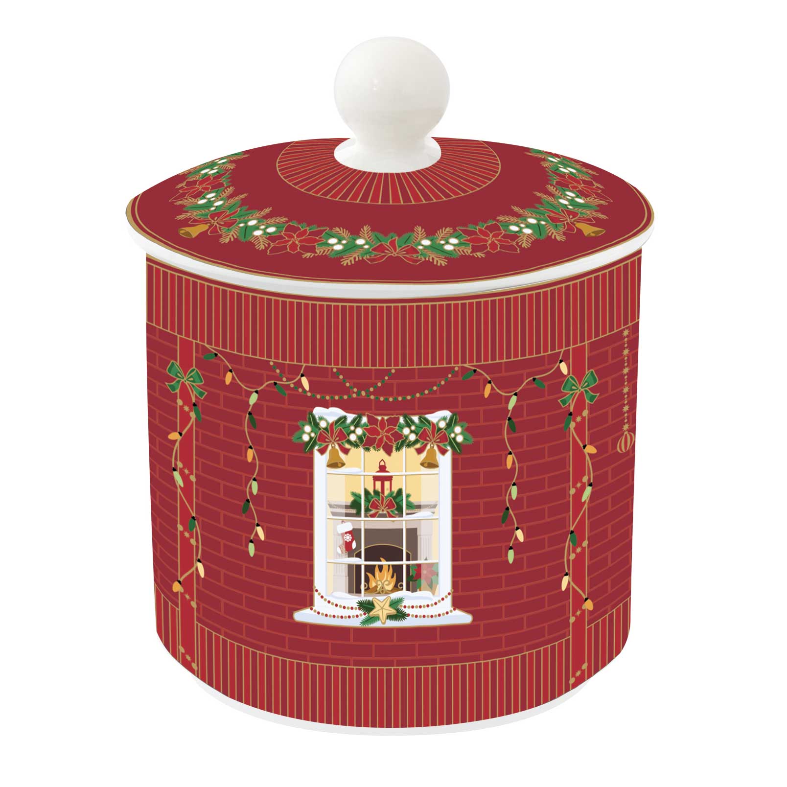 Karácsonyi porcelán nagy keksztároló 11,5x18 cm díszdobozban Festive Avenue