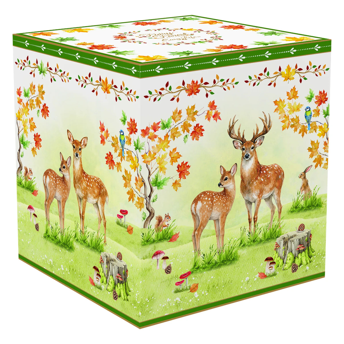 Őszi erdei mintás porcelán keksztároló 10,5x13 cm Fairy Forest