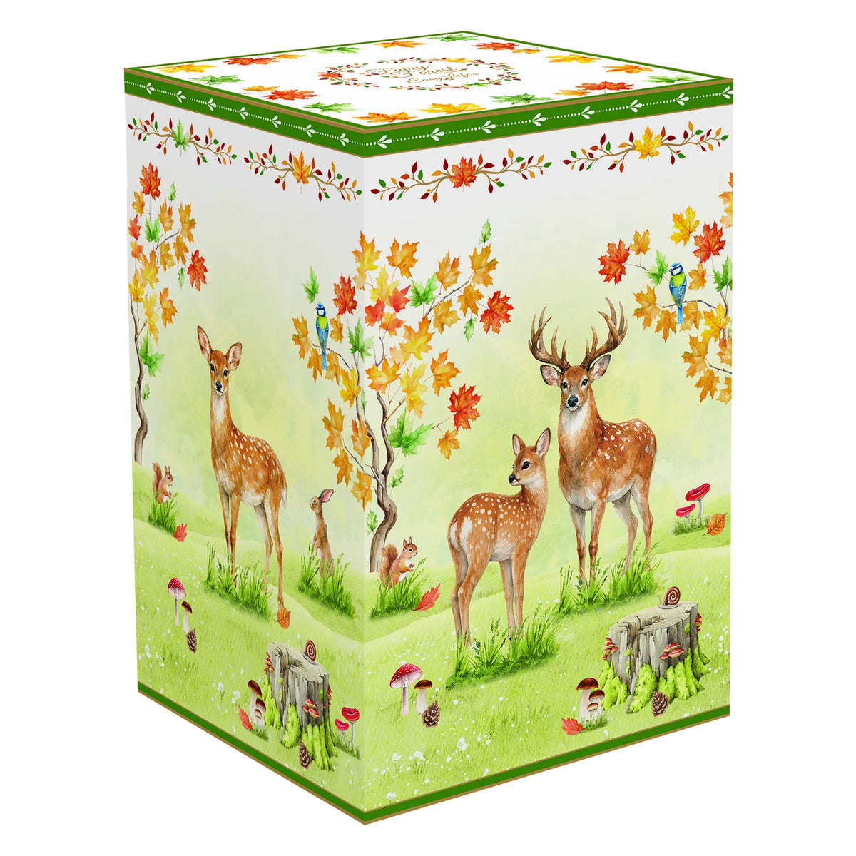 Őszi erdei mintás porcelán keksztároló 11,5x18 cm Fairy Forest