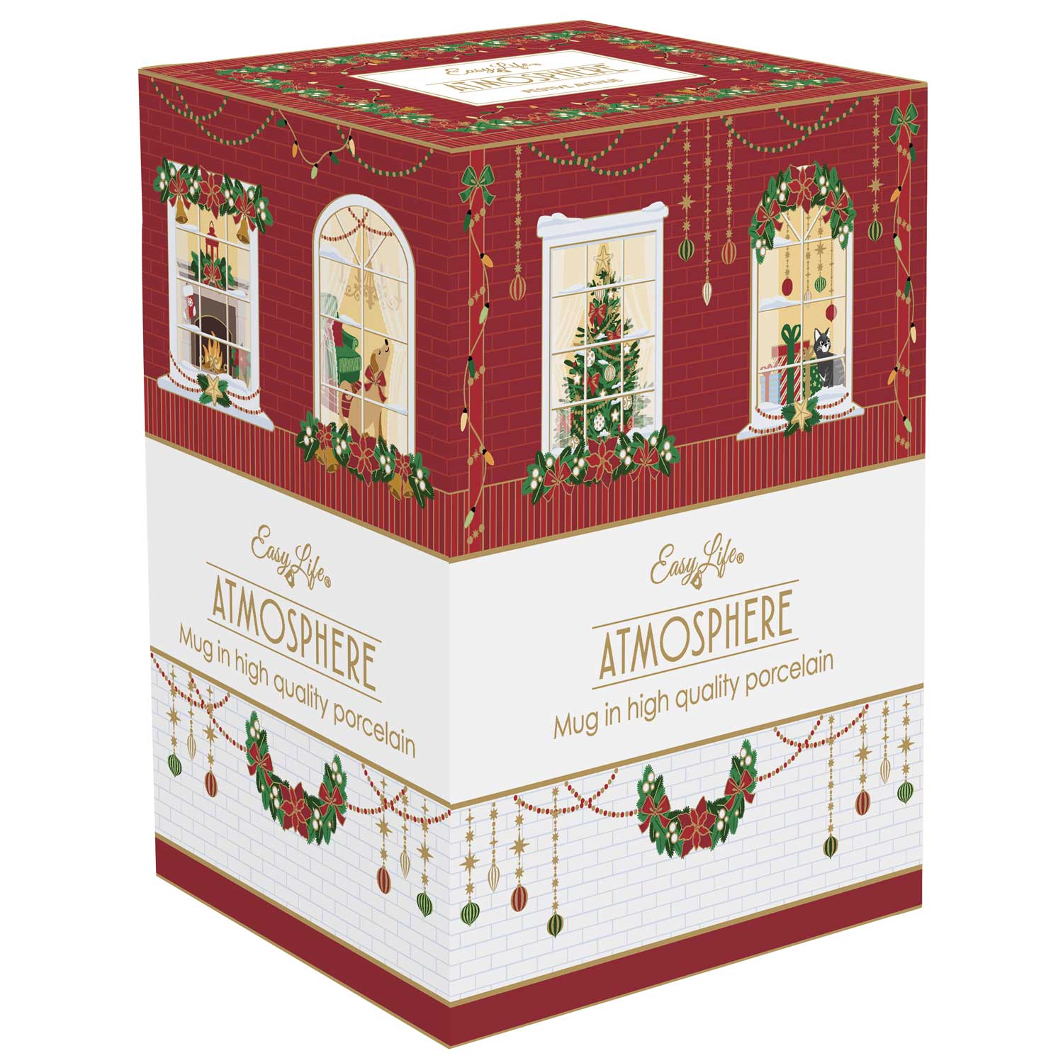 Karácsonyi porcelán nagy bögre 600 ml díszdobozban Festive Avenue