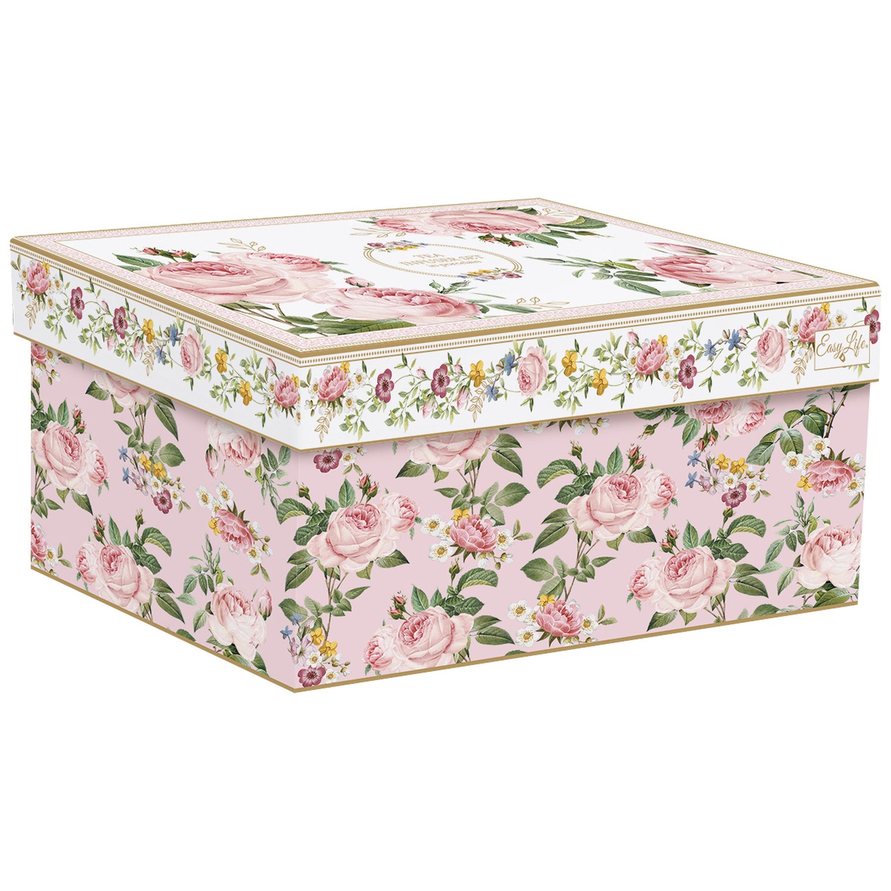 Porcelán teáskanna 600 ml két pohárral díszdobozban– Rózsa mintás Chant des Roses