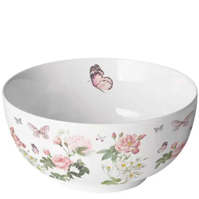 Porcelán porcelán müzlis tálka 400 ml 6,5x14 cm virágos-pillangós mintával Amelia White