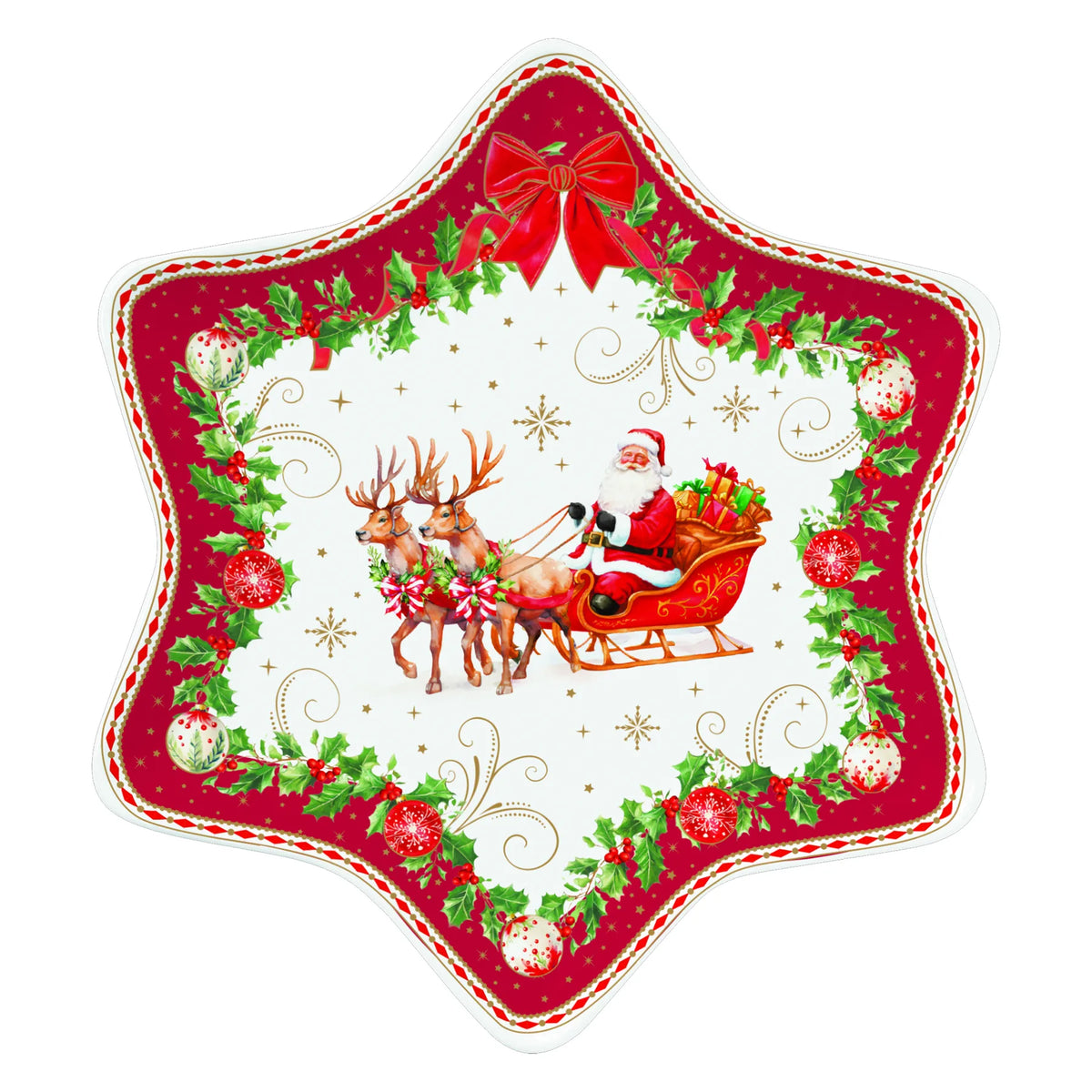 Karácsonyi porcelán csillag alakú tálca díszdobozban Christmas Heritage