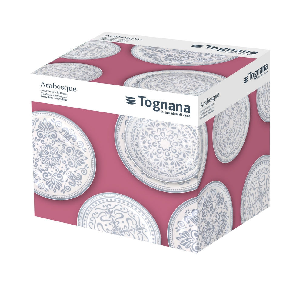 Tognana 18 részes marokkói–mediterrán porcelán étkészlet Arabesque