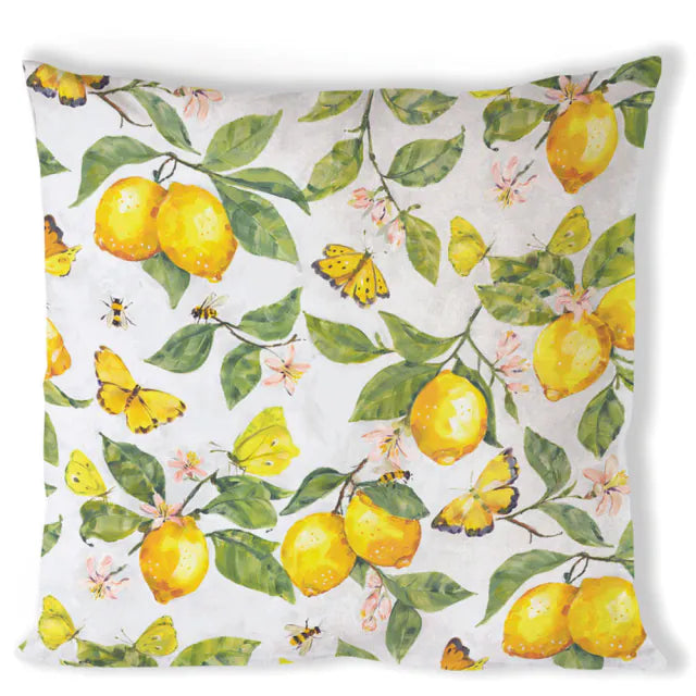 párnahuzat 40x40 cm 100% pamut citrom mintás Fresh lemons white