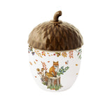 Forest Dream őszi porcelán makk alakú nagy konyhai tároló fedővel 14x20 cm