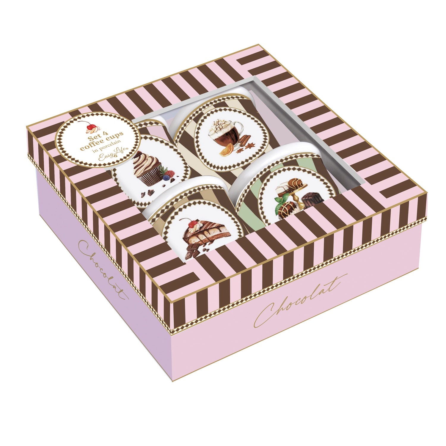 Porcelán eszpresszó kávés pohár 4 személyes szett díszdobozban Sweet Moments