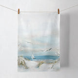 Nyári konyharuha 50x70 cm pamut vitorlás és sirály mintával Sailing at sea