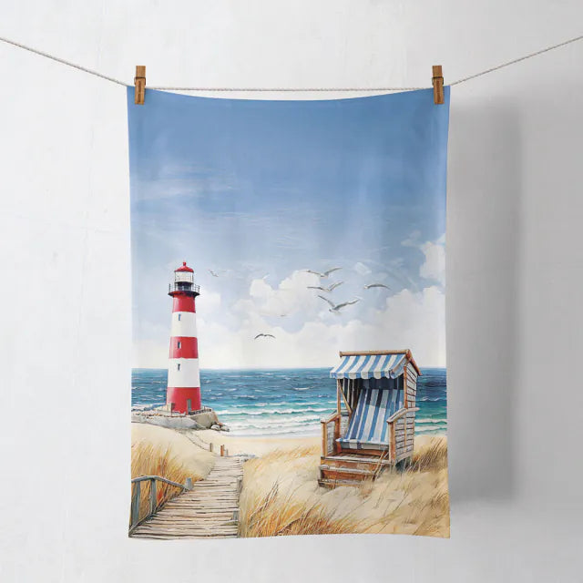Konyharuha 50x70 cm nyári mintás világítótorony tengerpart