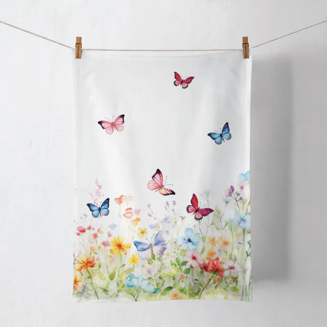 Pillangós pamut konyharuha 50x70 cm Butterflies in field