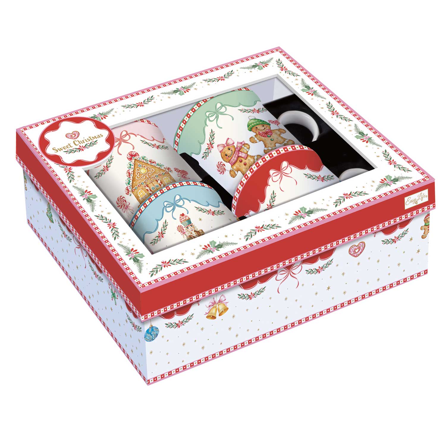 Karácsonyi Porcelán bögre 4 db szett díszdobozban Sweet Christmas