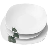 18 részes fehér porcelán étkészlet matt zöld dekorral