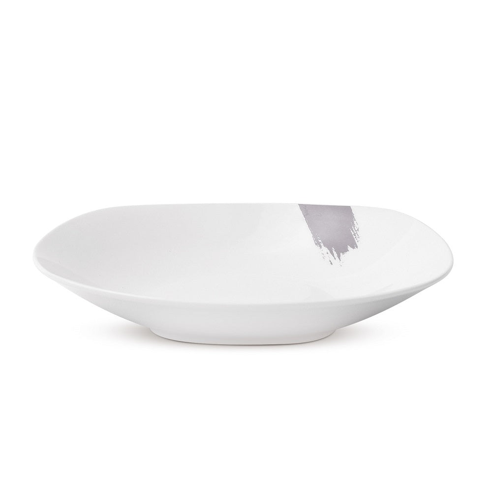 18 részes fehér porcelán étkészlet szürkés dekorral