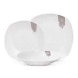 18 részes fehér porcelán étkészlet szürkés dekorral