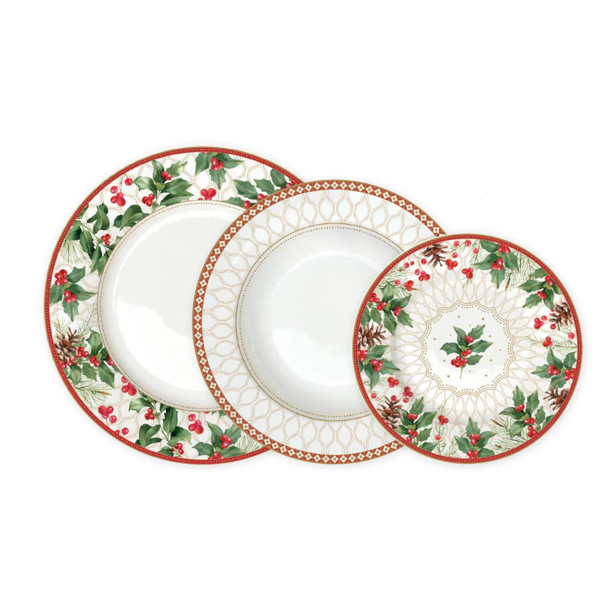 Tányér, étkészlet 18 részes Karácsonyi porcelán étkészlet Christmas Berries