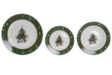 Tányér, étkészlet 18 részes karácsonyi porcelán étkészlet fenyőfás