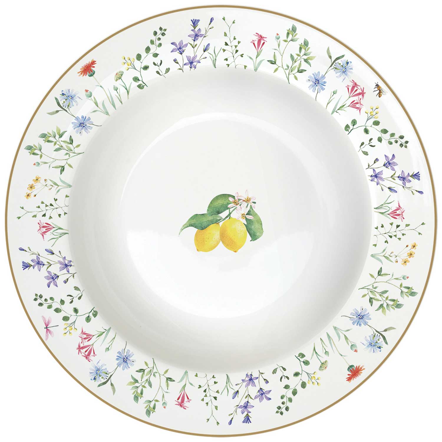 Étkészlet 18 részes mediterrán porcelán citromos étkészlet Fleurs et Citrons