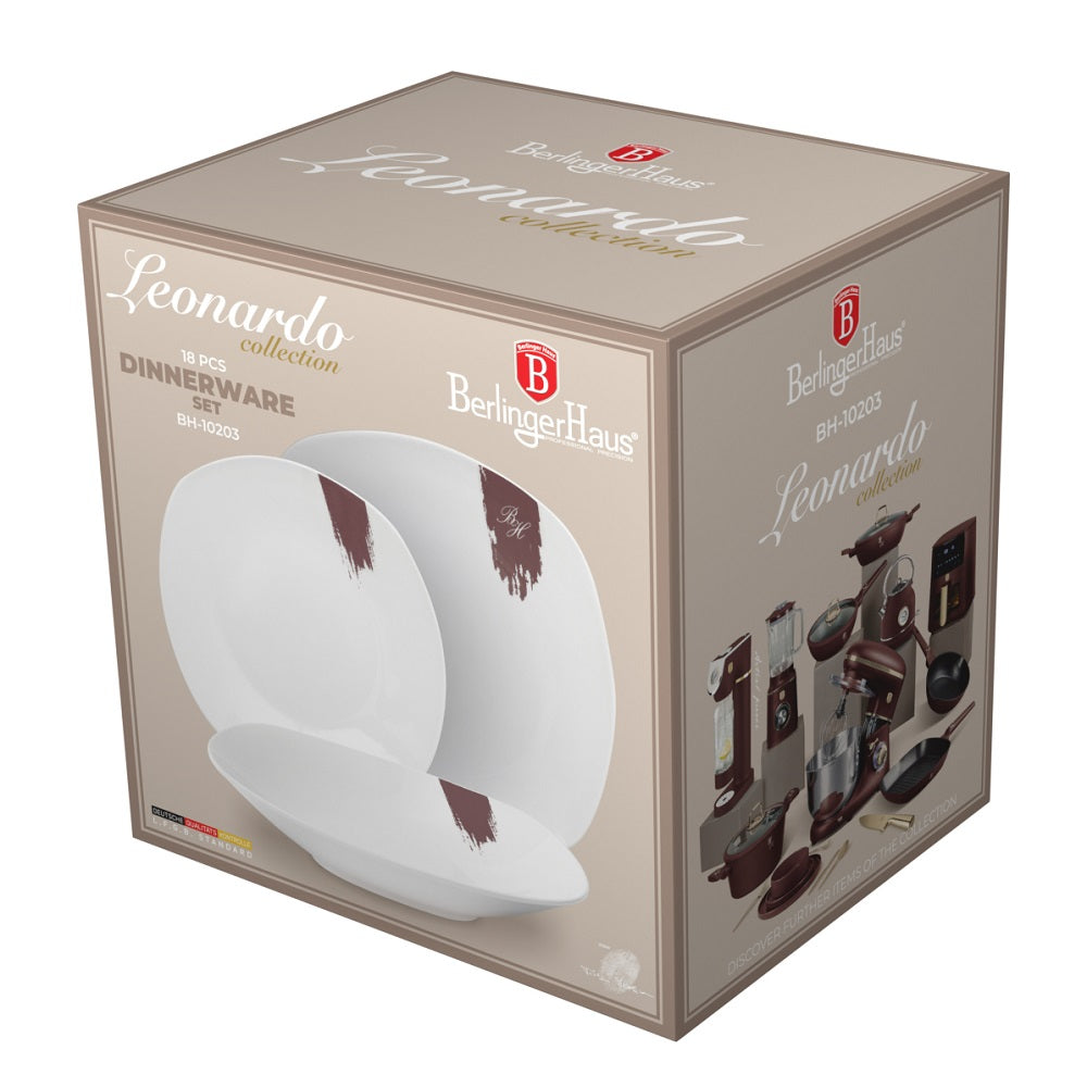 18 részes porcelán étkészlet Leonardo Collection fehér bordó